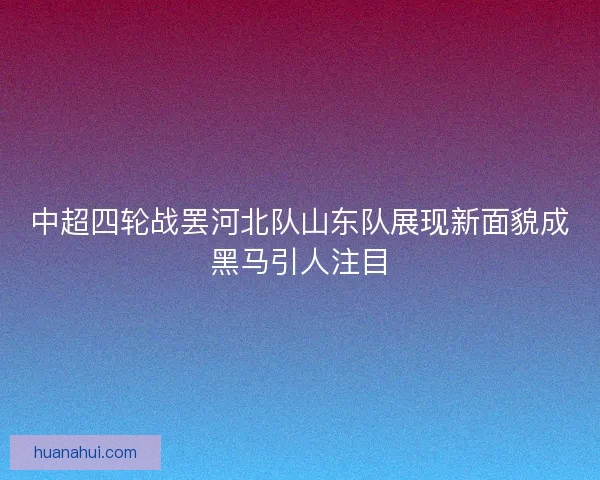 中超四轮战罢河北队山东队展现新面貌成黑马引人注目